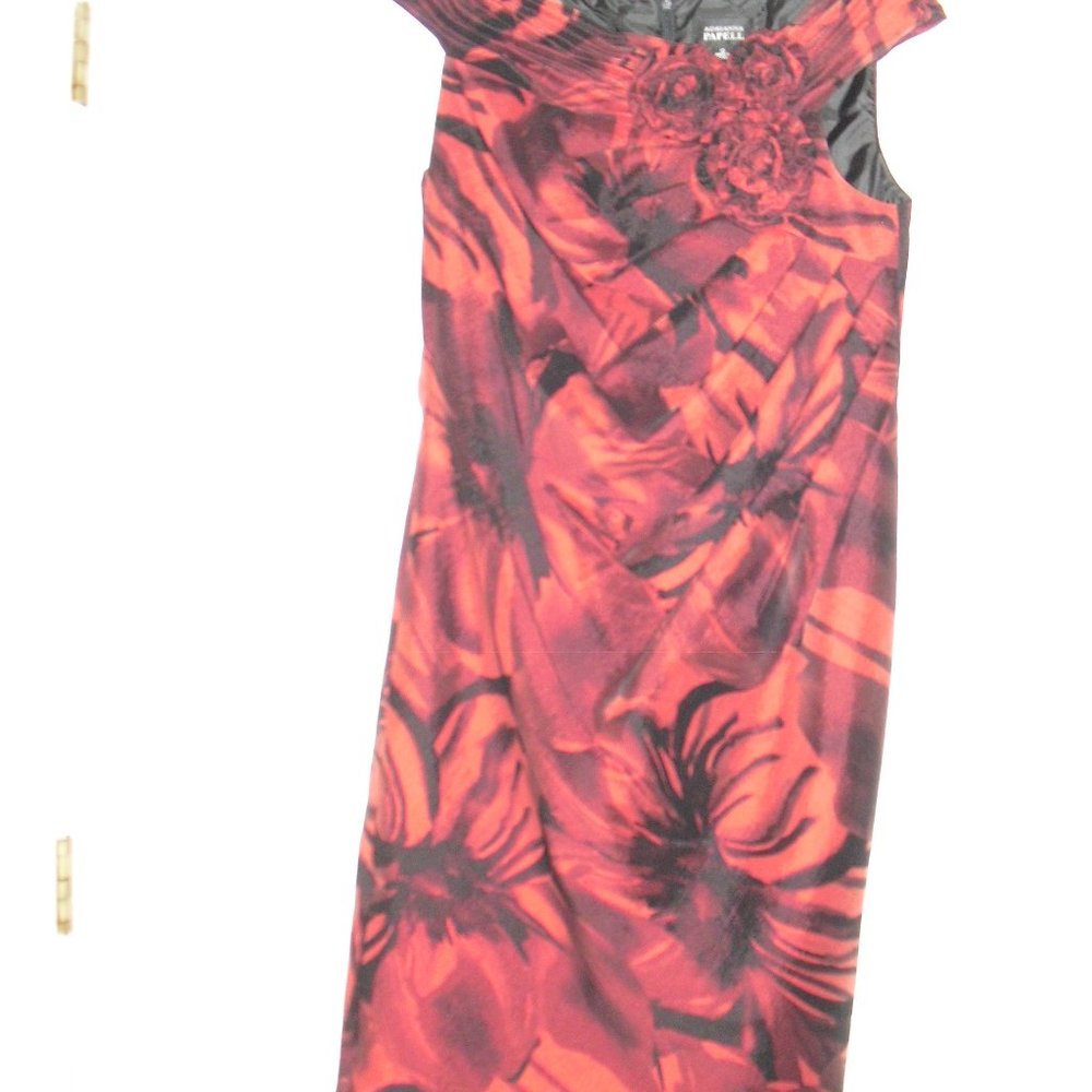 ADRIANNA PAPELL Black & Red  Off the shoulder Cocktail / Evening Dress Size 10
